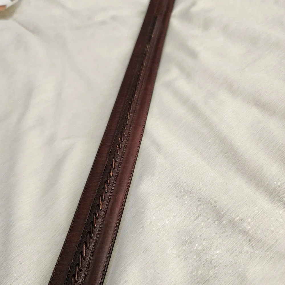 Mezlan Dress Belt Mens 34 Brown Good Braided Leather Made in Spain 4949 Western